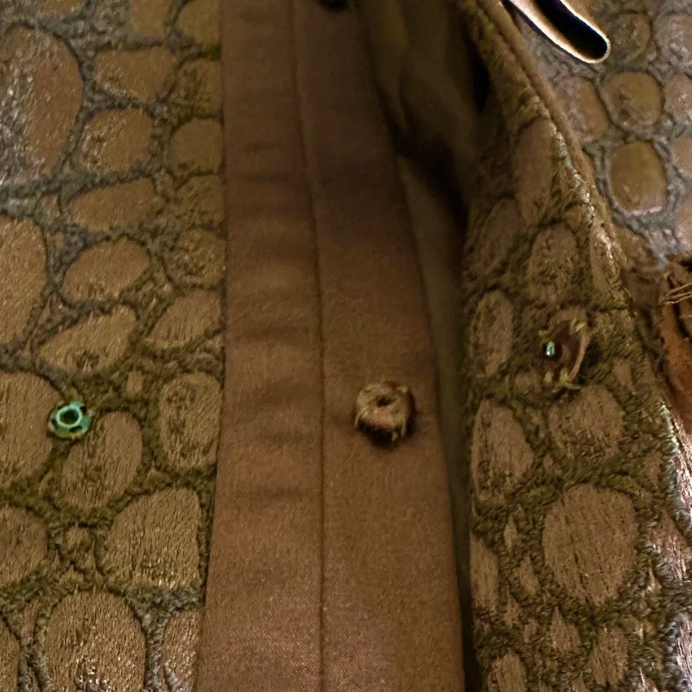 Vintage Louis Feraud Womens 14 Brown Crocodile Print Wool Silk Blazer Jacket